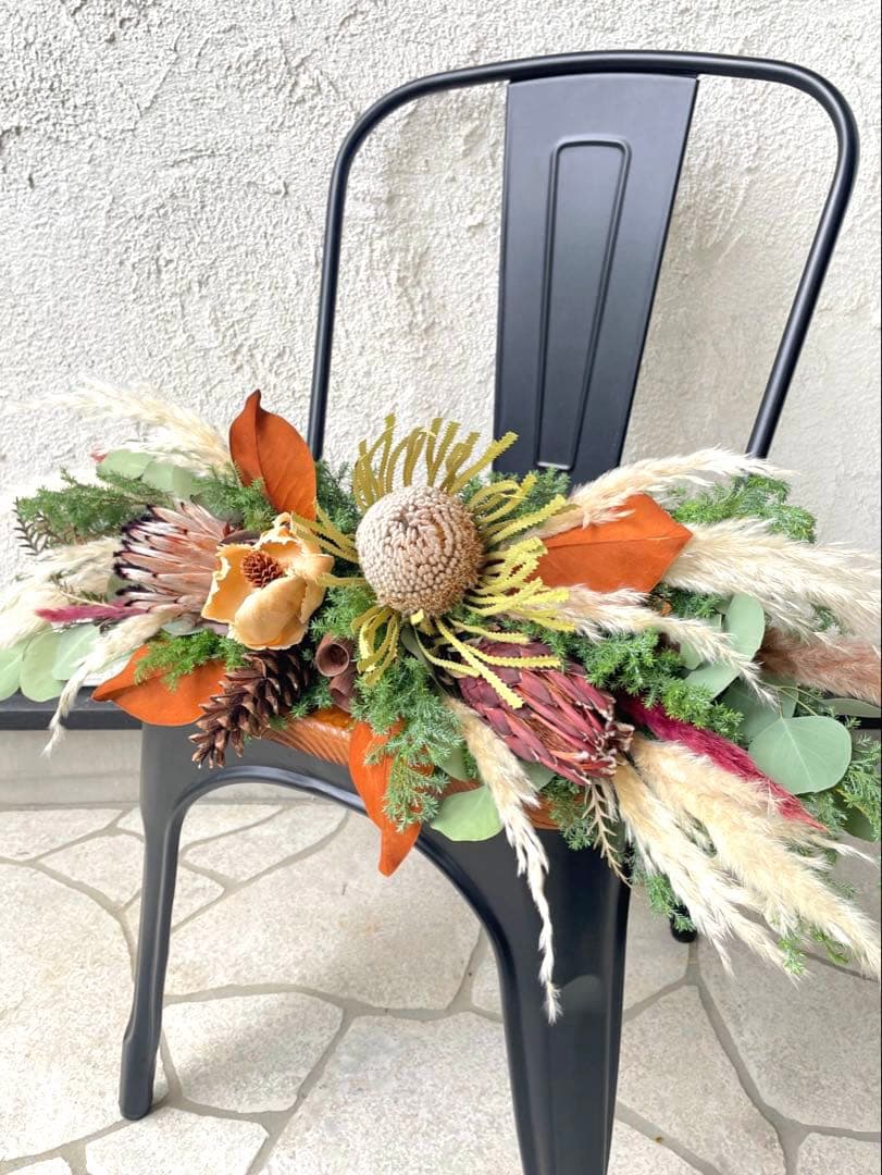 特大　ネイティブフラワー横長スワッグ　ドライフラワー　クリスマス　壁掛け棚置き