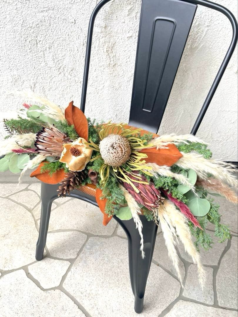 特大　ネイティブフラワー横長スワッグ　ドライフラワー　クリスマス　壁掛け棚置き