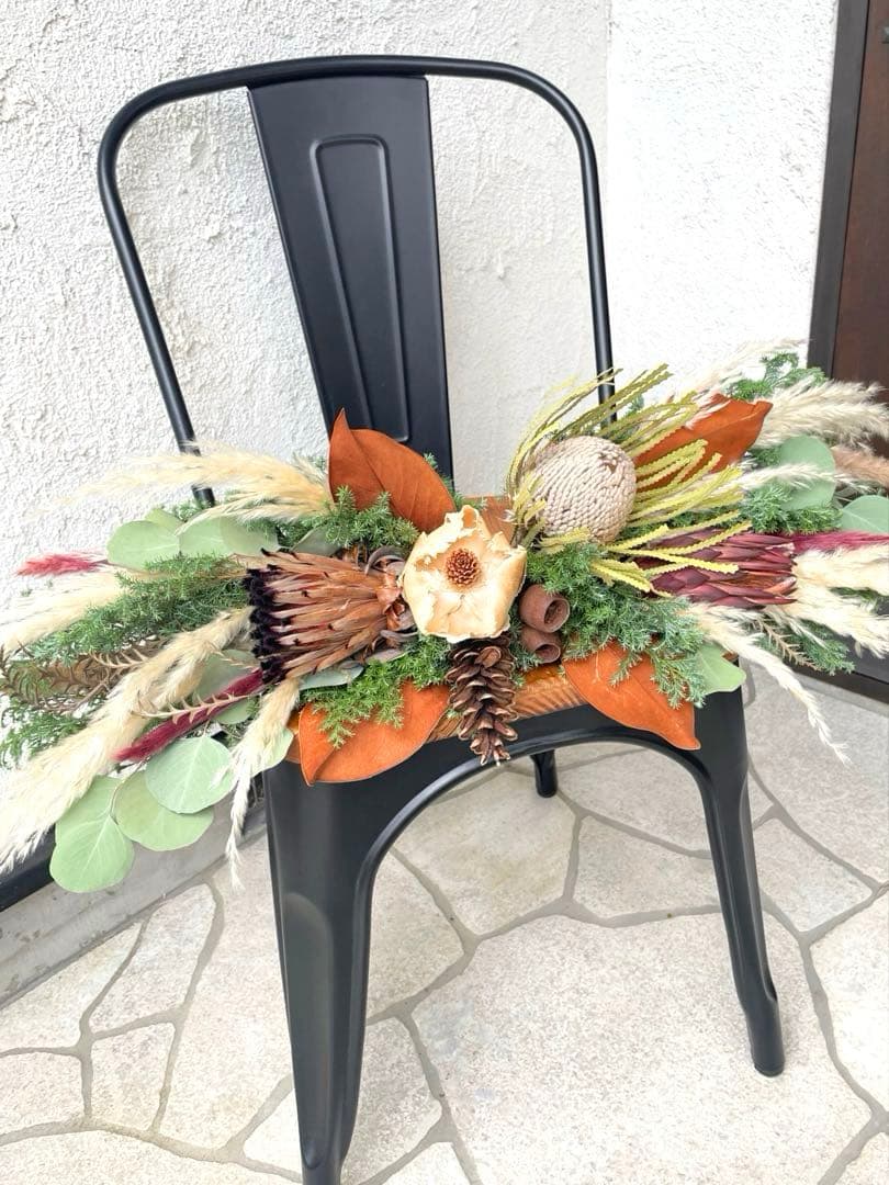 特大　ネイティブフラワー横長スワッグ　ドライフラワー　クリスマス　壁掛け棚置き