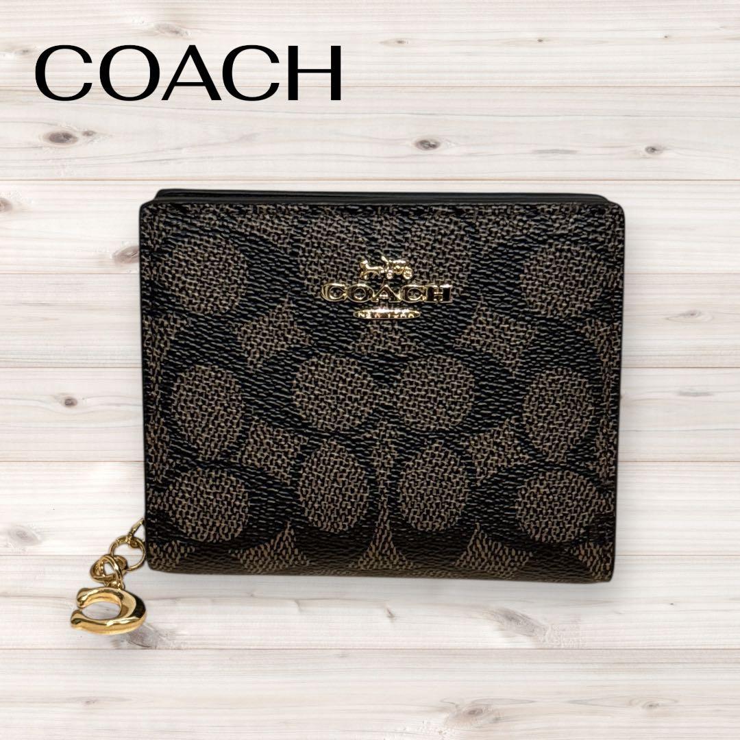 【大人気】COACH スナップ ウォレット・シグネチャー キャンバス