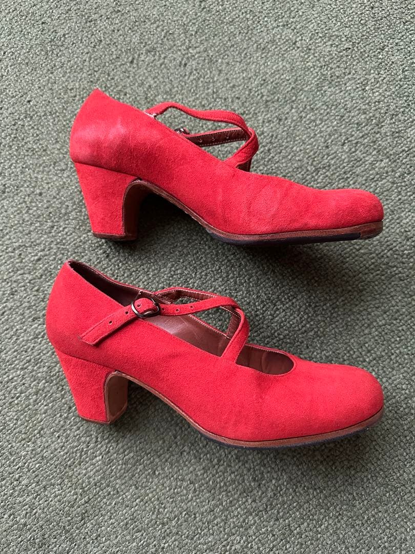フラメンコシューズ スウェード赤　24cm