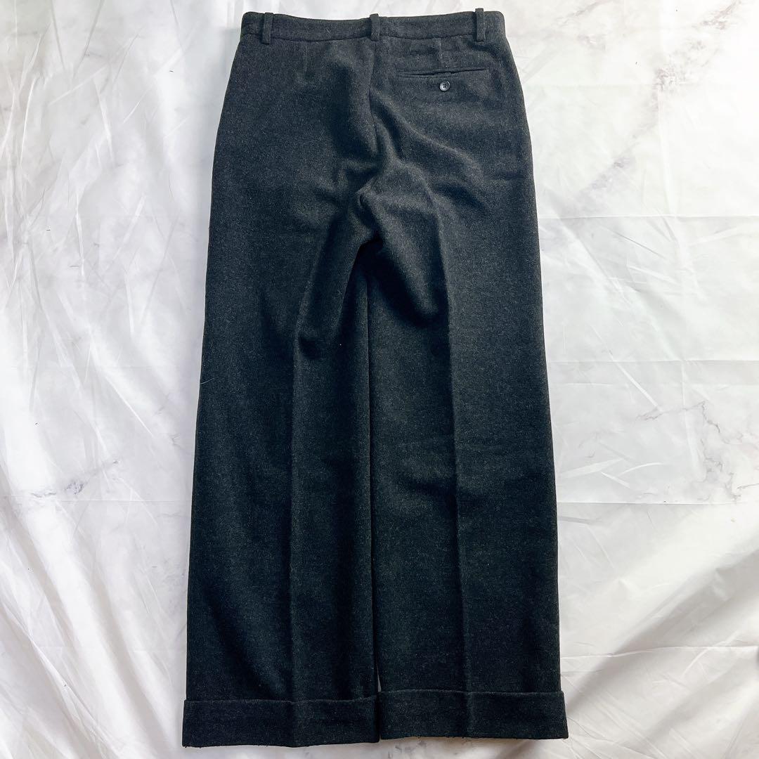 【希少フランス製】アニエスベーオム 40 ウール ワイド スラックス チャコール