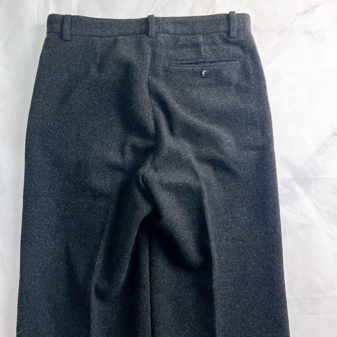 【希少フランス製】アニエスベーオム 40 ウール ワイド スラックス チャコール