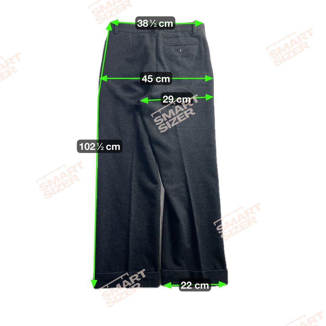 【希少フランス製】アニエスベーオム 40 ウール ワイド スラックス チャコール