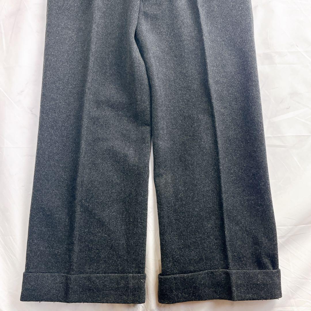 【希少フランス製】アニエスベーオム 40 ウール ワイド スラックス チャコール