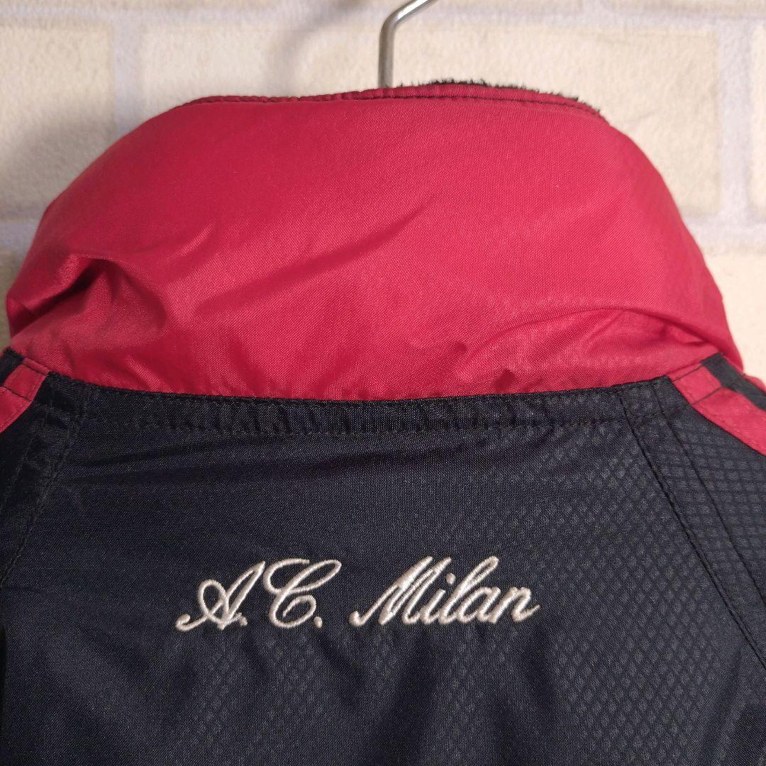 アディダス★00s ACミラン 刺繍ロゴ 中綿 ナイロンジャケット 黒 XL