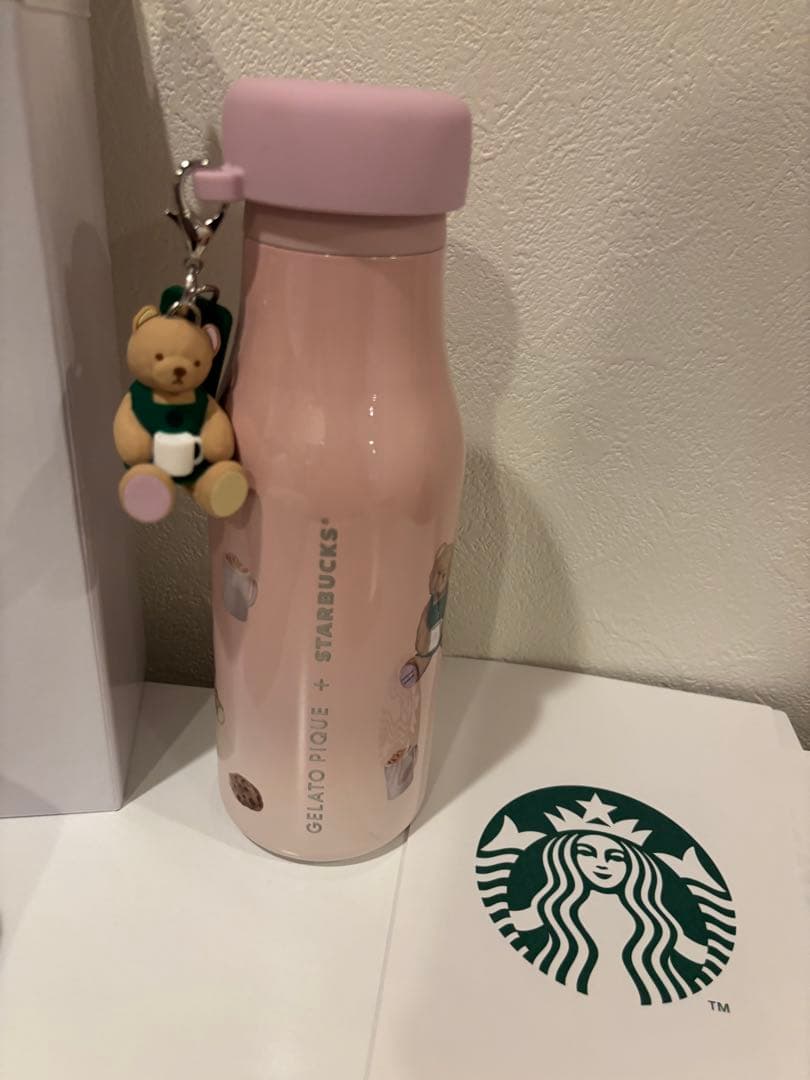 STARBUCKS テディベアチャーム付きステンレスボトル