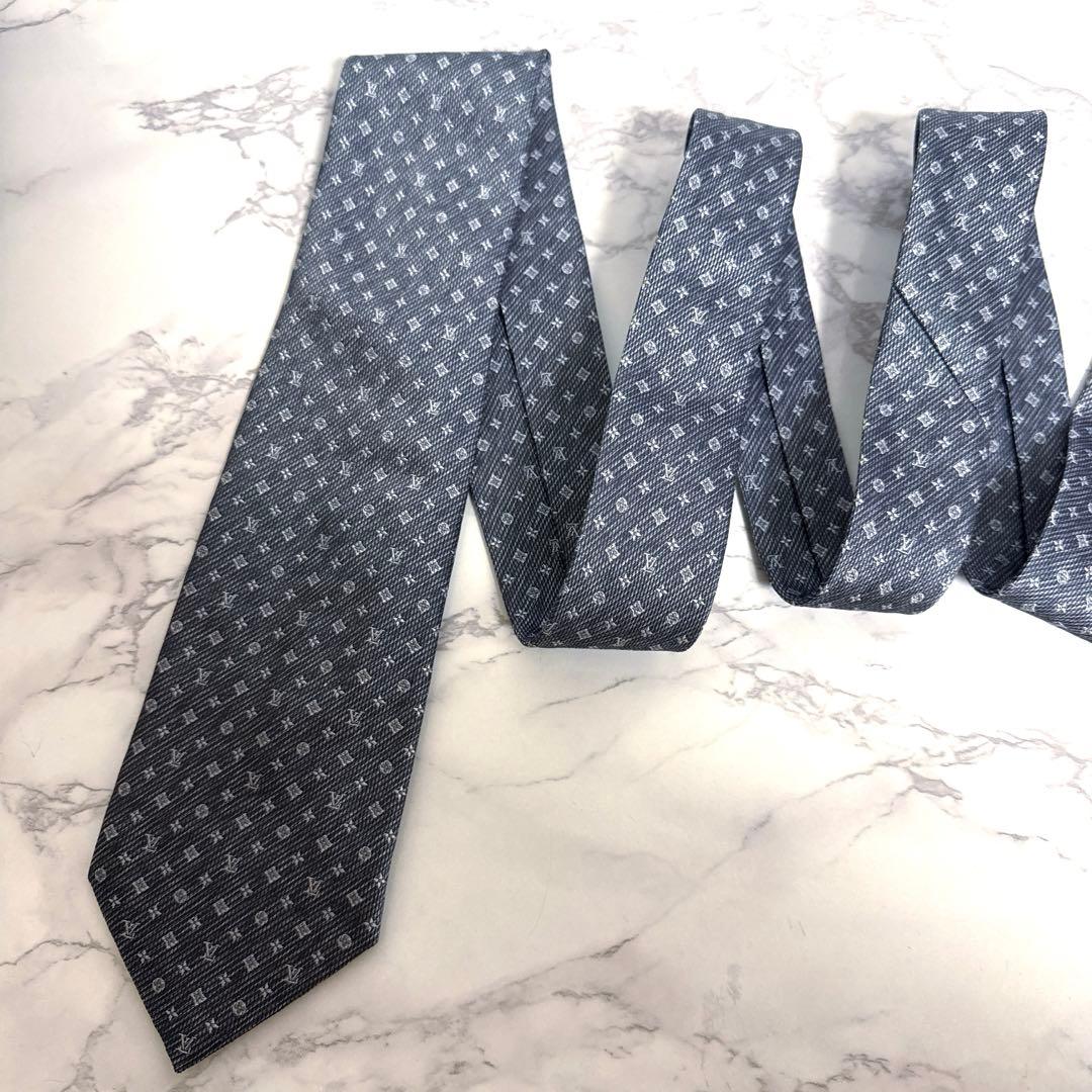 美品 ルイヴィトン ネクタイ モノグラム 光沢