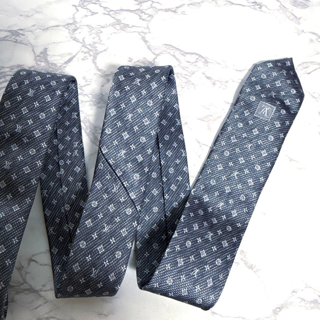 美品 ルイヴィトン ネクタイ モノグラム 光沢