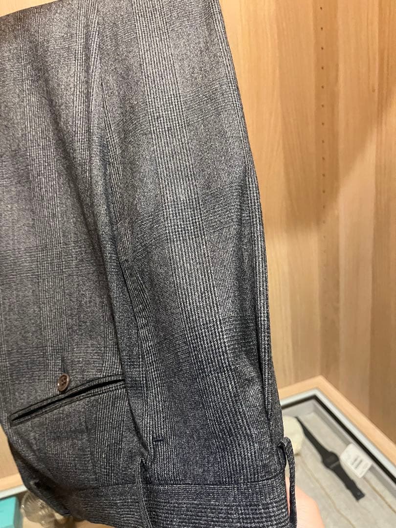 サルトリオ　グレー チェック柄 スーツ　46 ラルディーニ　タリアトーレ