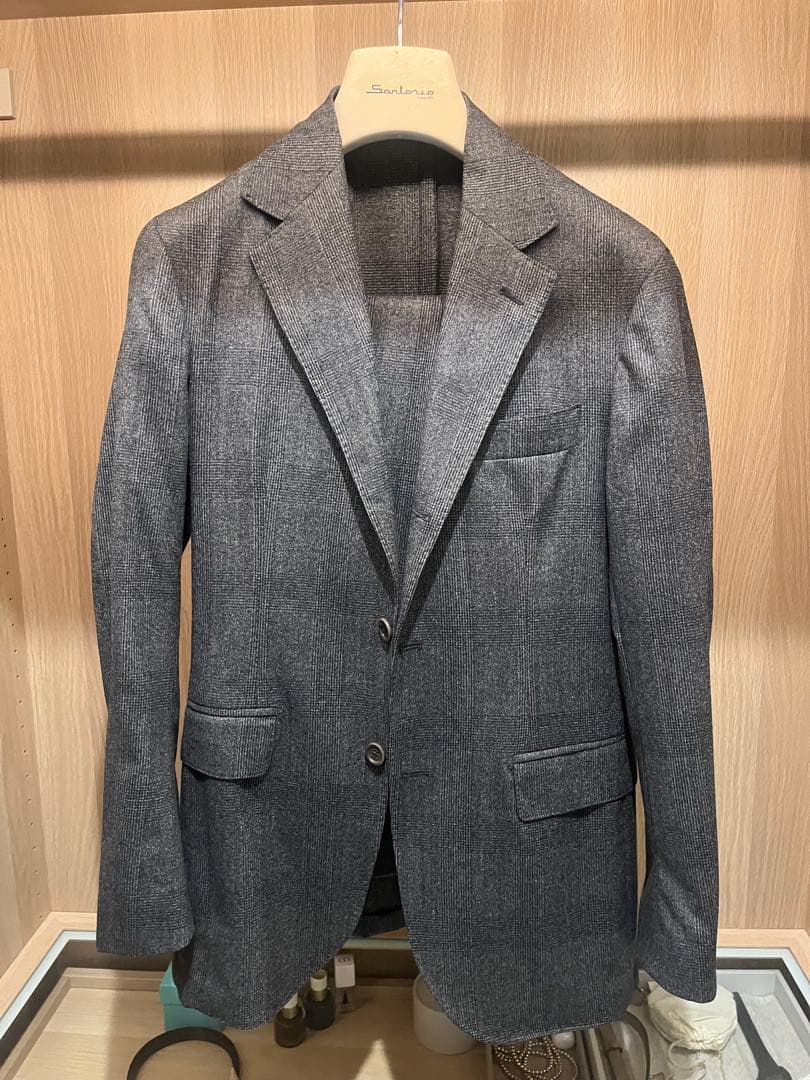 サルトリオ　グレー チェック柄 スーツ　46 ラルディーニ　タリアトーレ