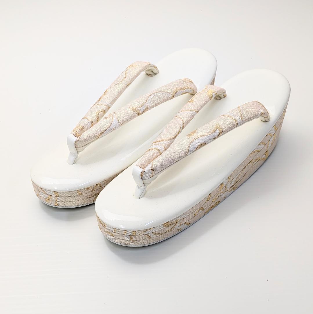 和装 草履 バッグ セット ゴールド 白 帯地 フリーサイズ u71-2