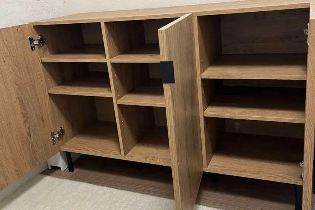 ラタン調キャビネット　リビングボード　ロウヤ　LOWYA 木目調