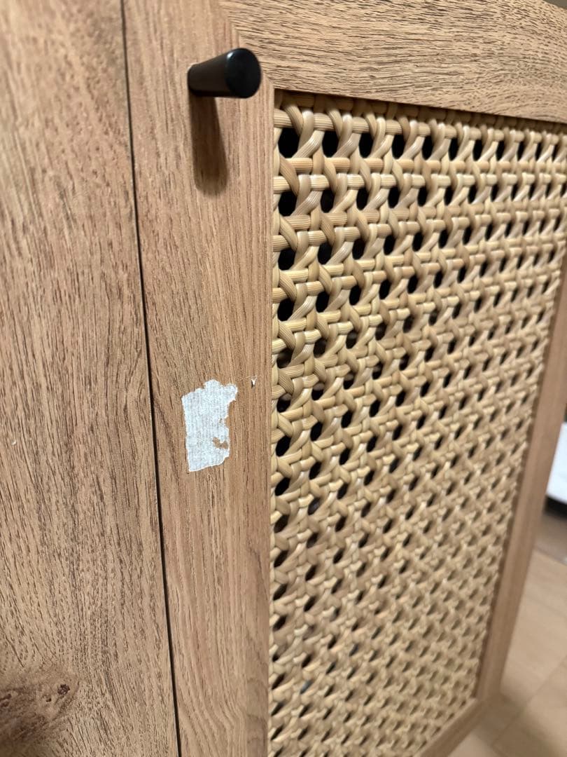 ラタン調キャビネット　リビングボード　ロウヤ　LOWYA 木目調