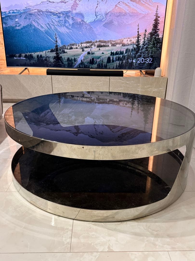 センターテーブル ガラステーブル ブラックガラス