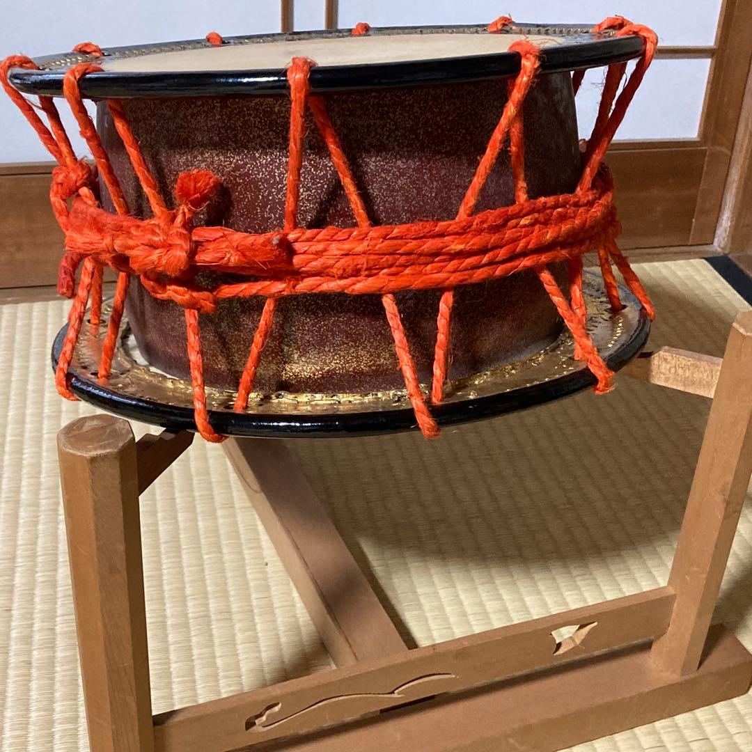 締太鼓 和太鼓 和楽器 バチ スタンド付き 伝統芸能