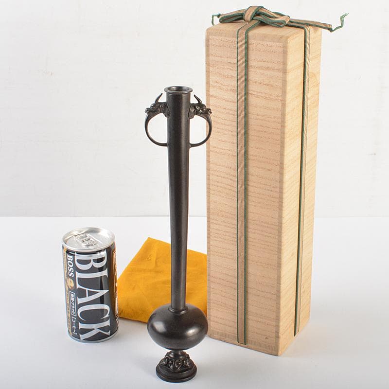 クサノミ　神獣耳花入　一輪挿し　裏千家十五代鵬雲斎極め箱　M　R6975