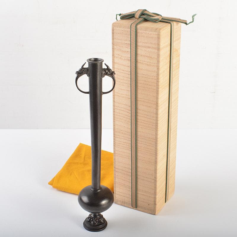 クサノミ　神獣耳花入　一輪挿し　裏千家十五代鵬雲斎極め箱　M　R6975