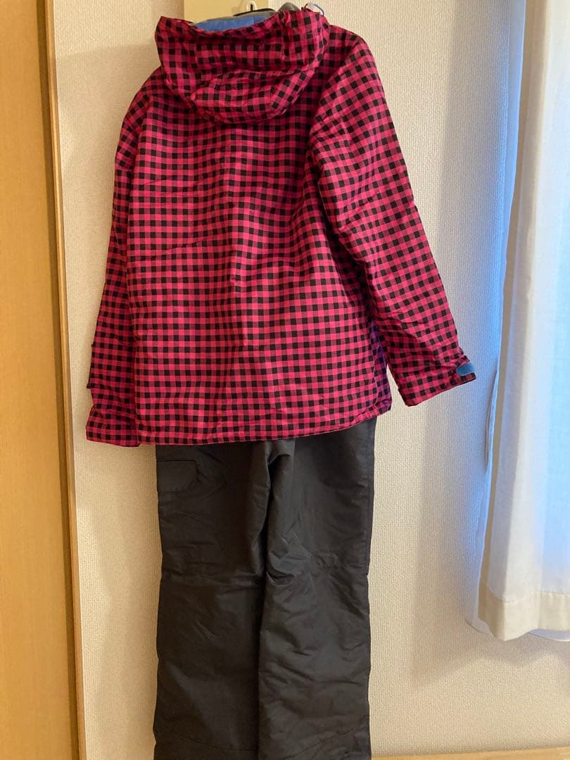 スキーウェア Lサイズ ピンク/黒チェック