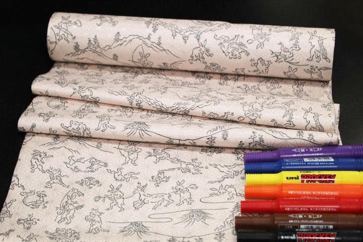 最後１本鳥獣戯画　NO1 　市田ひろみ　化繊　ポリエステル　洗える　長襦袢　反物