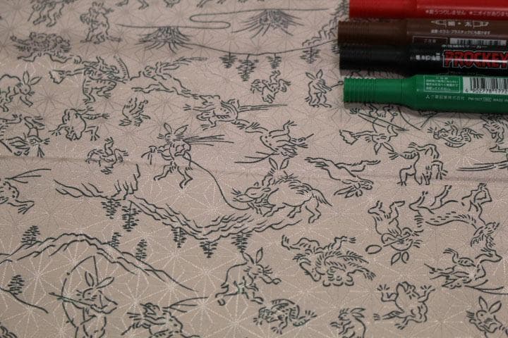 最後１本鳥獣戯画　NO1 　市田ひろみ　化繊　ポリエステル　洗える　長襦袢　反物