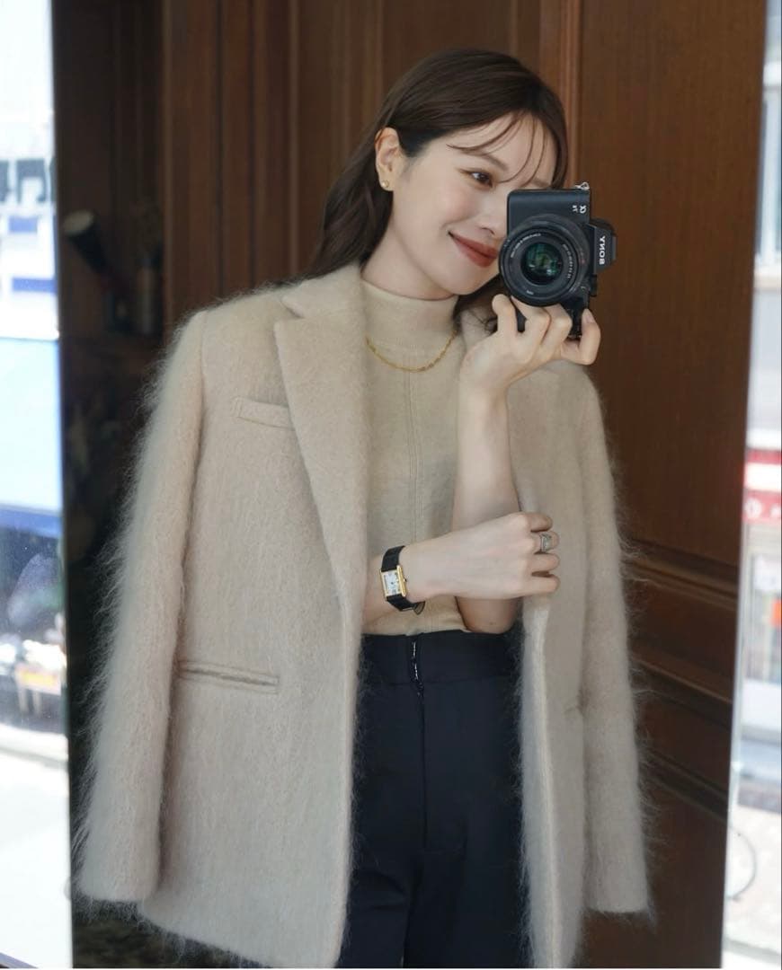 【NOBLE×L’AUBE BLANC】モヘアMIXシャギージャケット