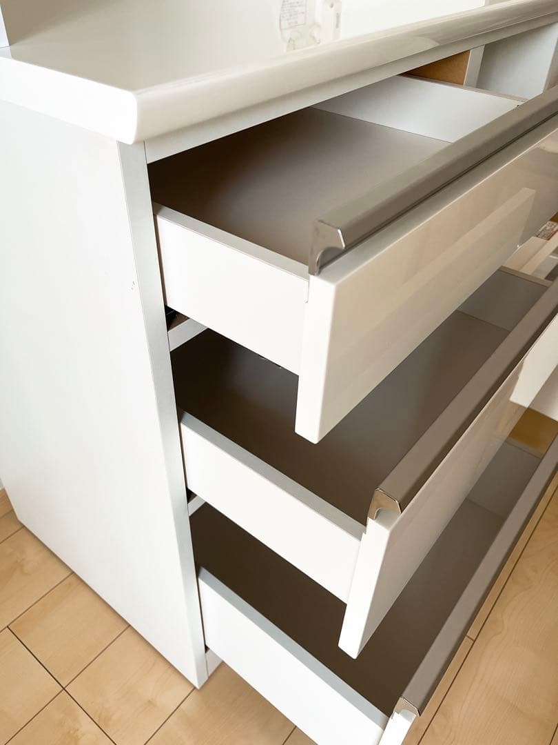 【美品】ニトリ 食器棚 レジューム 幅90 キッチンボード ホワイト