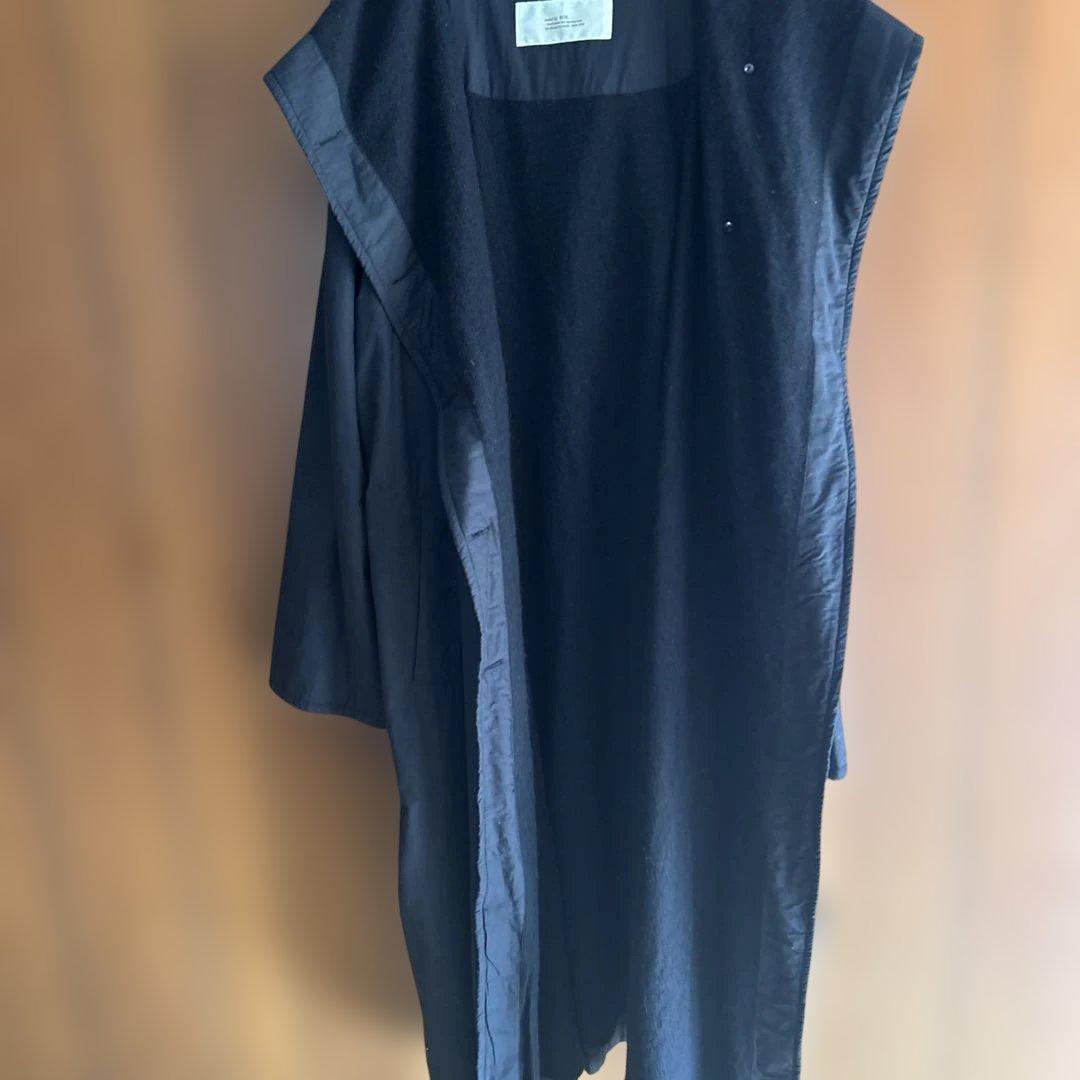 最終値メゾンドソイルのソイルのブラックロングコート フード付き