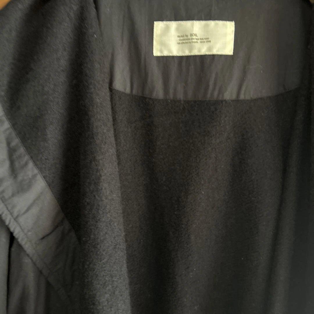 最終値メゾンドソイルのソイルのブラックロングコート フード付き