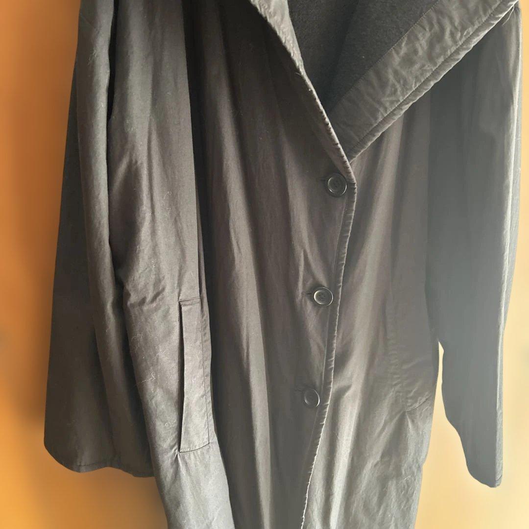 最終値メゾンドソイルのソイルのブラックロングコート フード付き