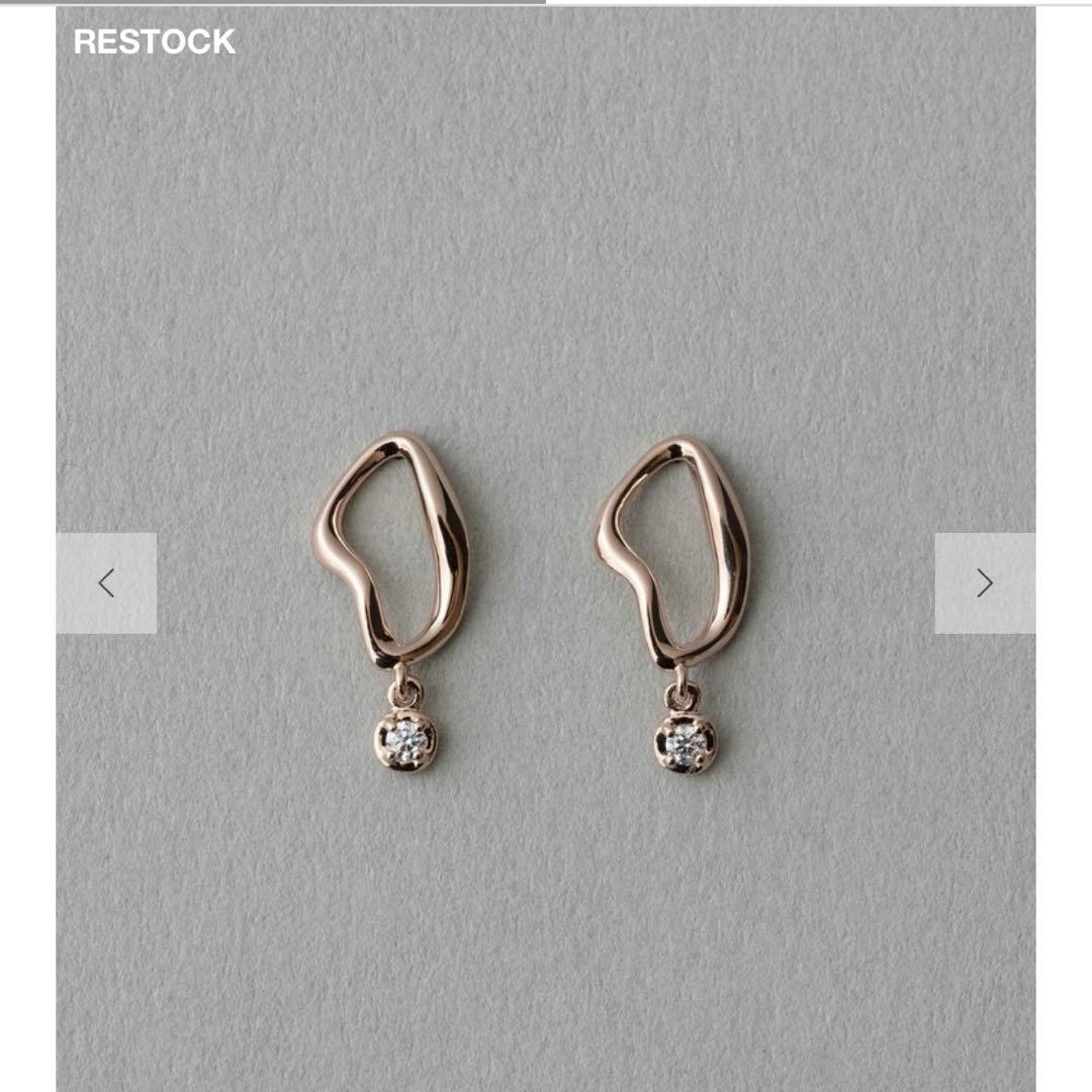 ete ビジューピアス ピンクゴールド