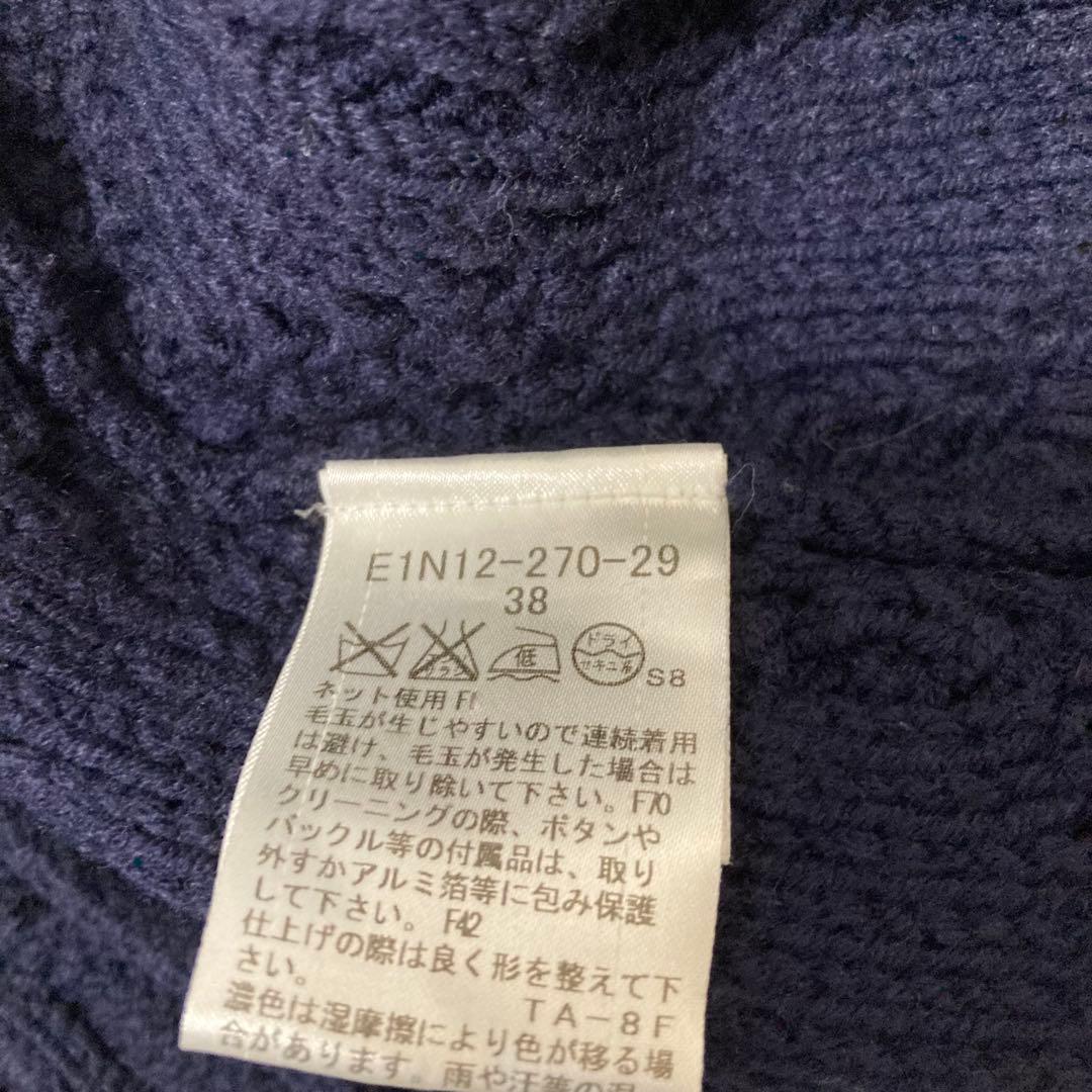 バーバリーブルーレーベル　ポンチョ　カーディガン　ケーブルニット　くるみボタン