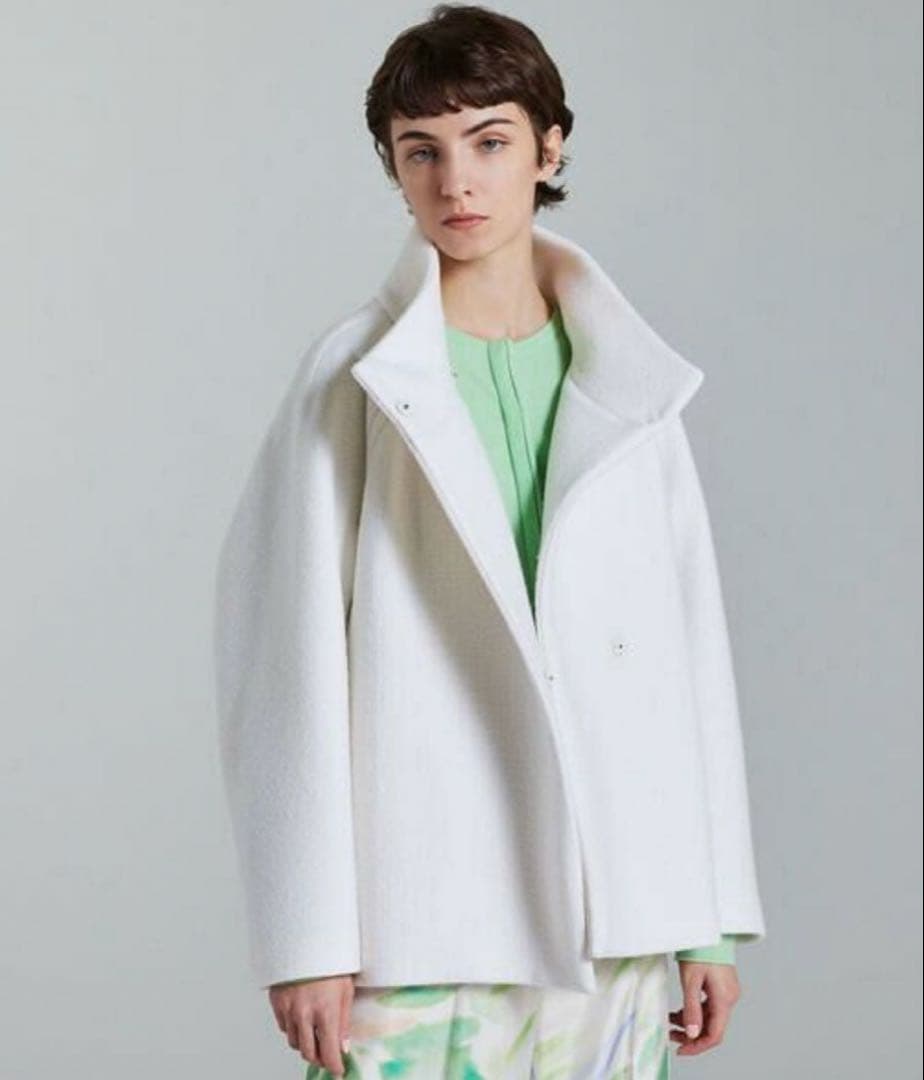 Ballseyリップルメルトン スタンドカラー ショートコート