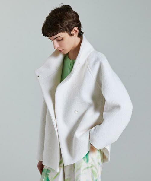 Ballseyリップルメルトン スタンドカラー ショートコート