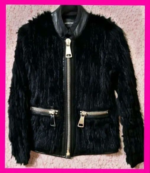 ARMANIリアルファー ブルゾン ノーカラージャケット アルマーニD&Gプラダ