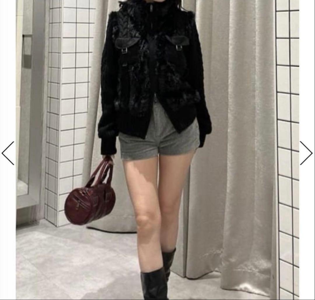 LAGUAGEM CABLE KNIT FAUX FUR ブルゾン ブラック