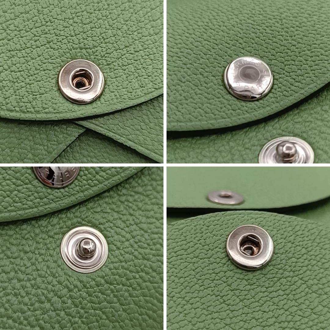 極美品　HERMES カルヴィデュオ ケース W刻印 シェーブル　グリーン