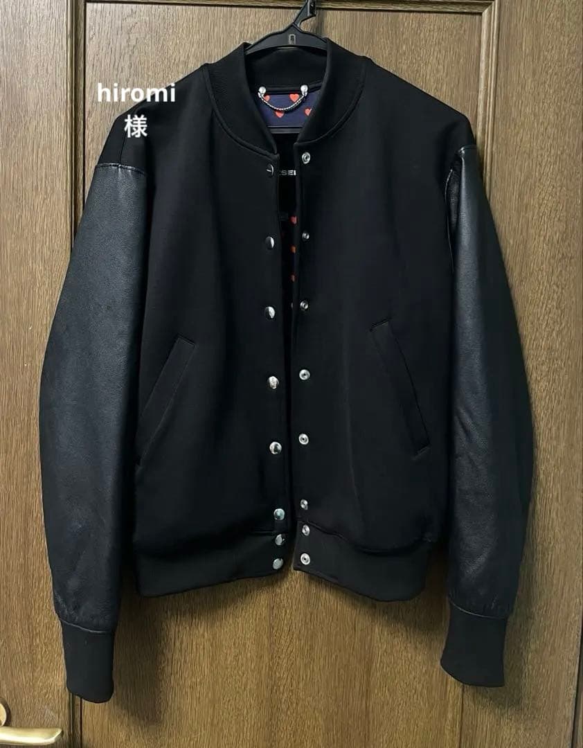 DIESEL ブラック スタジャン ジャケット 裏地ハート
