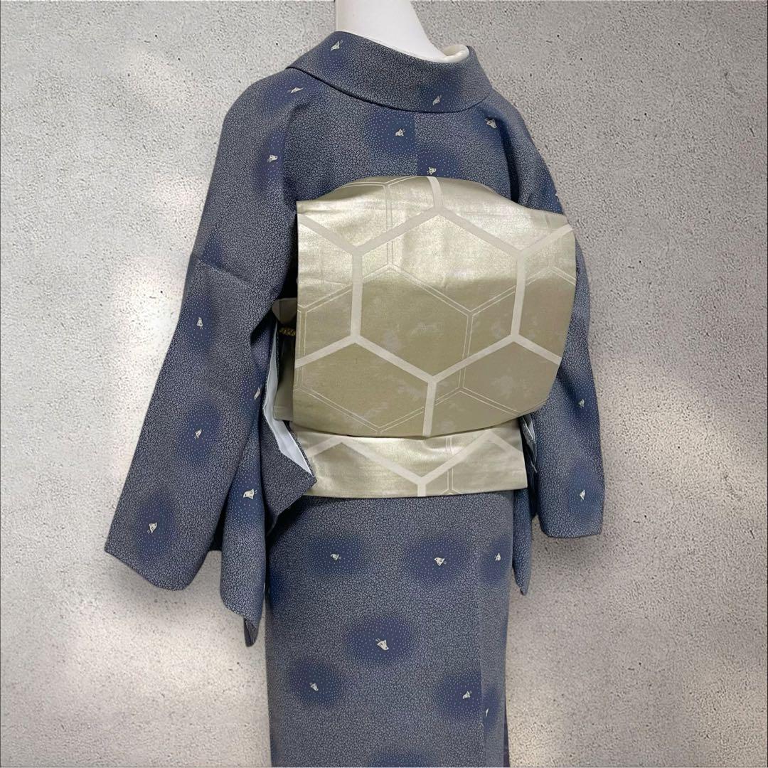 k231 洗える着物 飛び柄小紋 名古屋帯 四点フルセット身丈161裄丈68