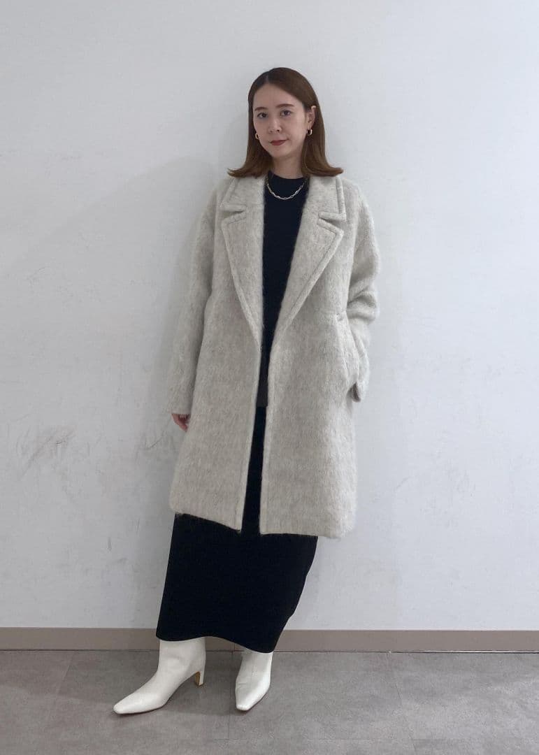 今季【新品タグ付き】 アダムエロペ ウェーブシャギーミドルコート