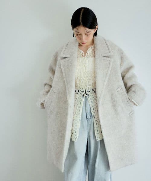 今季【新品タグ付き】 アダムエロペ ウェーブシャギーミドルコート