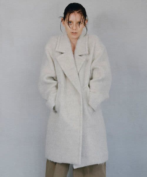 今季【新品タグ付き】 アダムエロペ ウェーブシャギーミドルコート