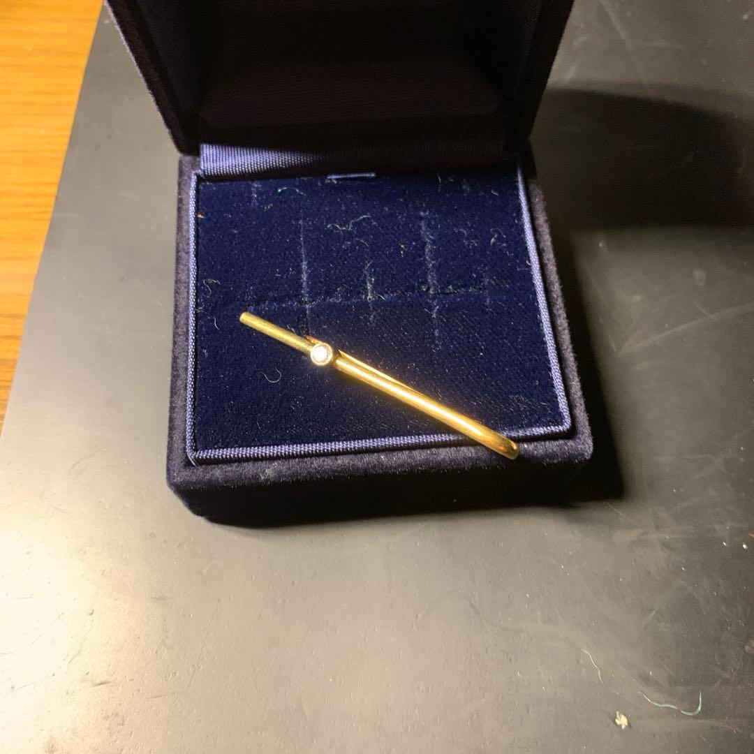 K18天然ダイヤ入りネクタイとめ