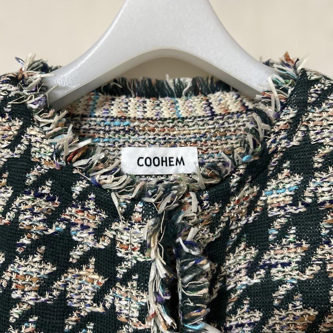 コーヘン coohem ツイード　ノーカラー　ジャケット