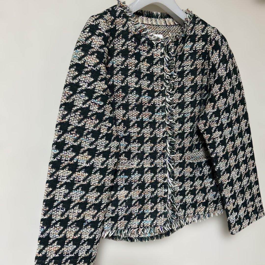 コーヘン coohem ツイード　ノーカラー　ジャケット