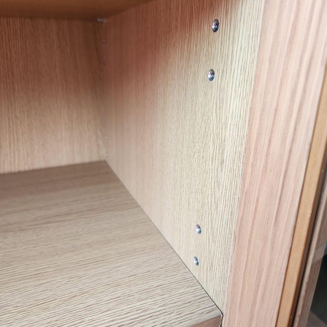 廃盤　無印良品　脚付き　オーク材　キャビネット　ガラス扉　観音開き