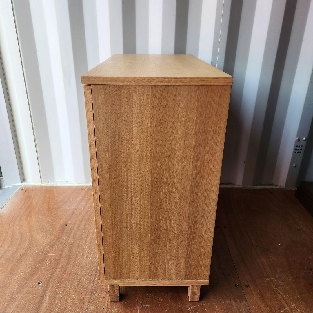 廃盤　無印良品　脚付き　オーク材　キャビネット　ガラス扉　観音開き
