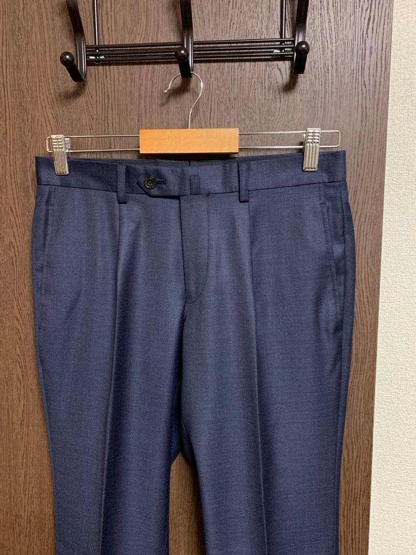 A4新品未使用！極上高級イタリアREDAウール100%ネイビー無地3ピーススーツ