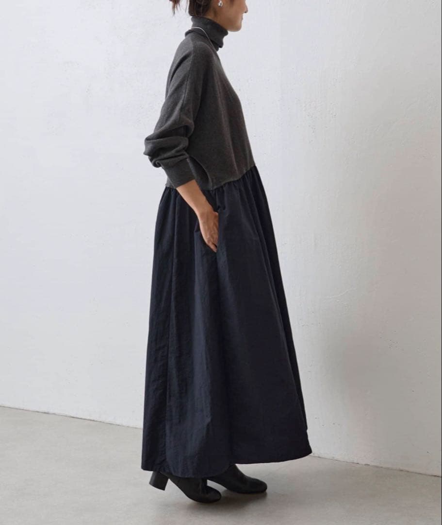 BEARDSLEY ニットコンビギャザーワンピース　タグ付き新品