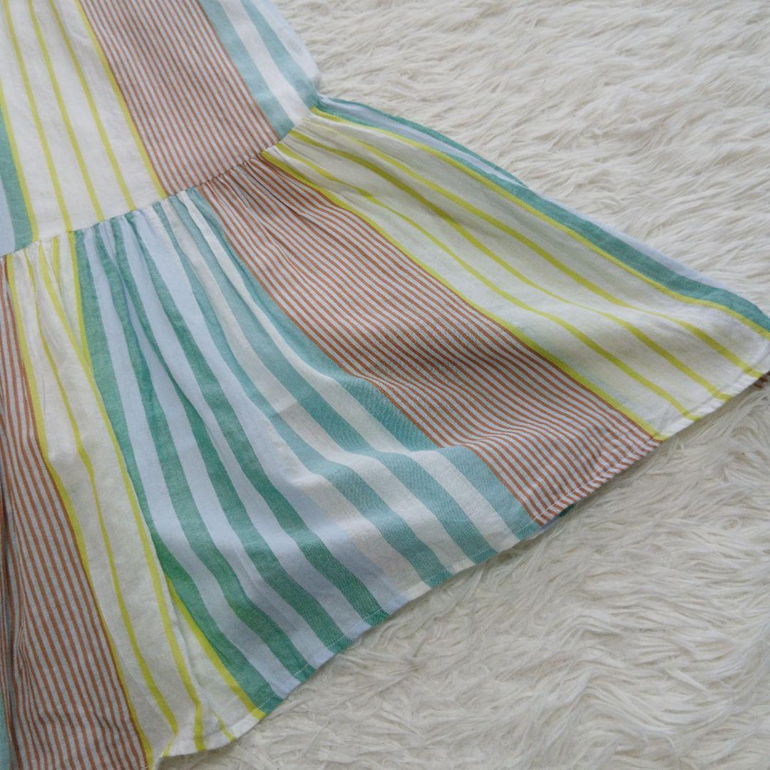 【ne Quittez pas】25SS ストライプ ギャザー ネック ドレス